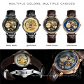 Biden 0219 Really Tourbillon Mechanical Watch Double Sided Full Hollow Watch Men's Genuine Leather Strap Waterproof Watches